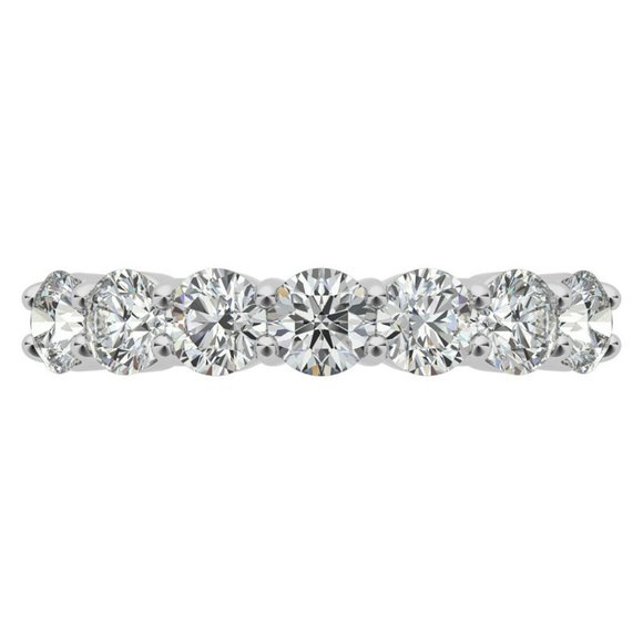 7-Stone Round Moissanite Shared-Prong Ring (3.5mm, 0.15ct) - Picture 1 of 16